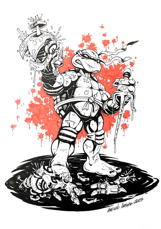 Teenage Mutant Ninja Turtles Raphael vs Mouser Original ART